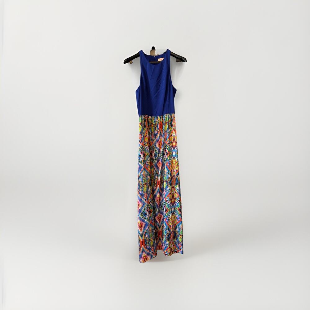 Nell Dress‎ Sleeveless Media Mix Maxi Dress Sz M Boho Artistic Racerback